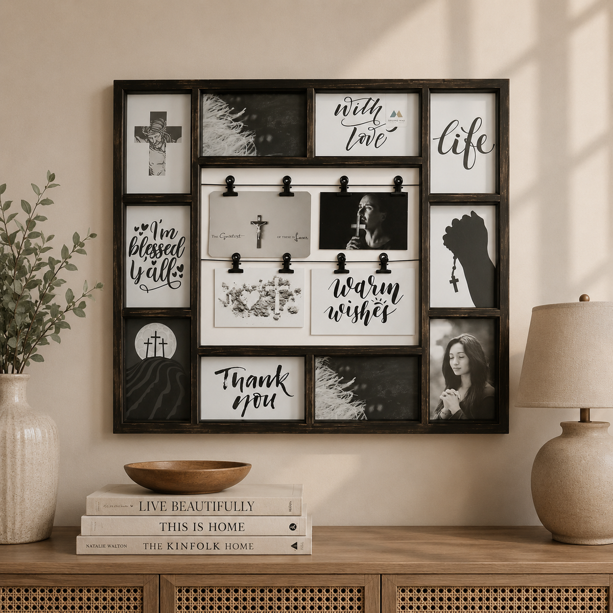 Collage frame- 10 open+ 8 clips