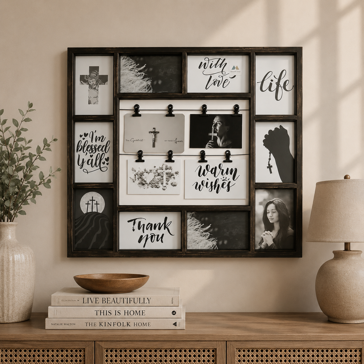 Collage frame- 10 open+ 8 clips