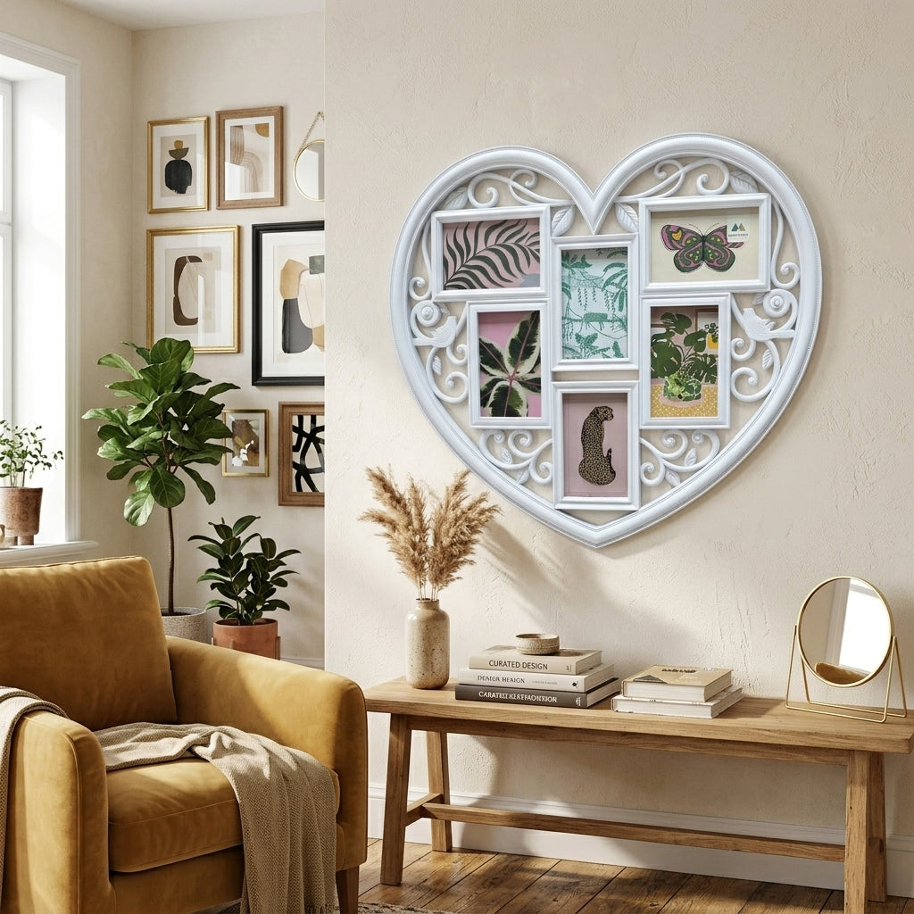 Heart shape collage frame-6 open